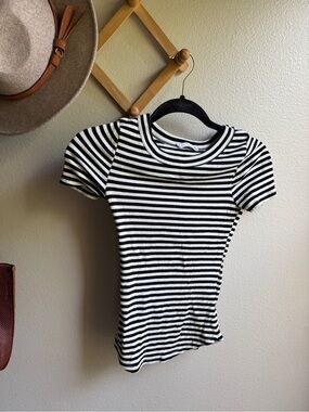 CJLA Kit Striped Black & White Short Sleeve Tee - Women